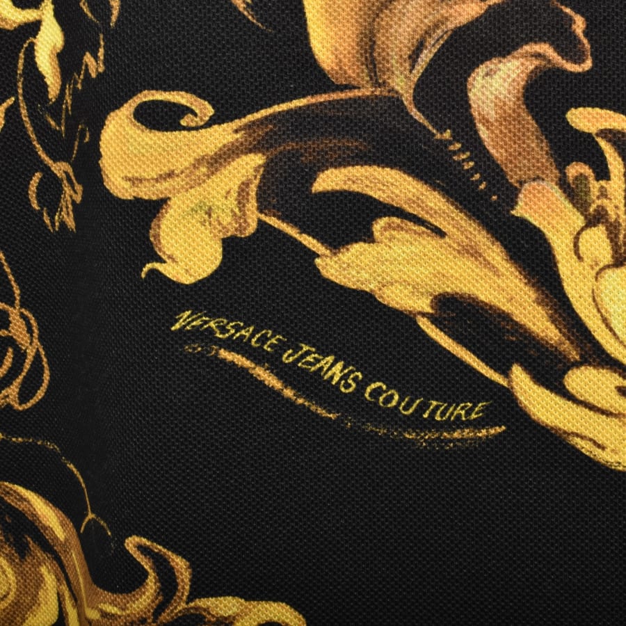 Image number 3 for Versace Jeans Couture Baroque Polo T Shirt Black
