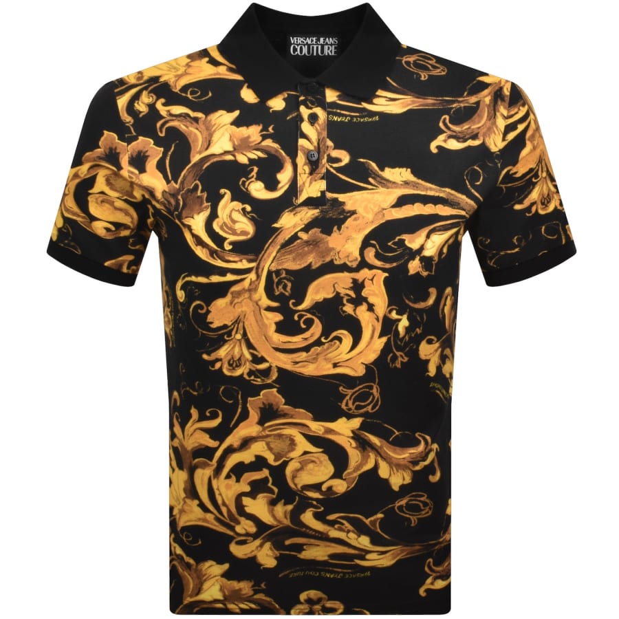 Image number 1 for Versace Jeans Couture Baroque Polo T Shirt Black