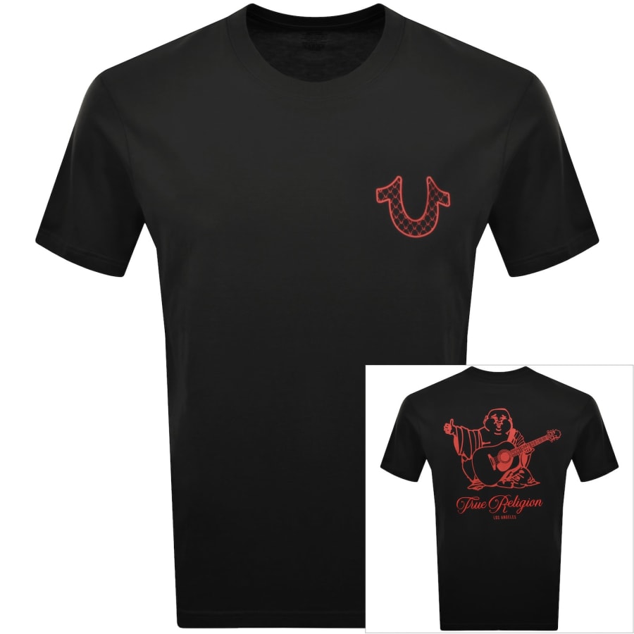 Image number 1 for True Religion Filled Script Buddha T Shirt Black