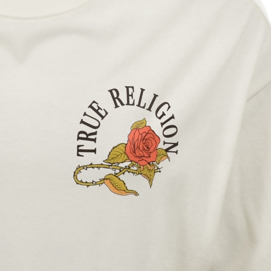 Image number 4 for True Religion Floral Snake Oversized T Shirt Cream