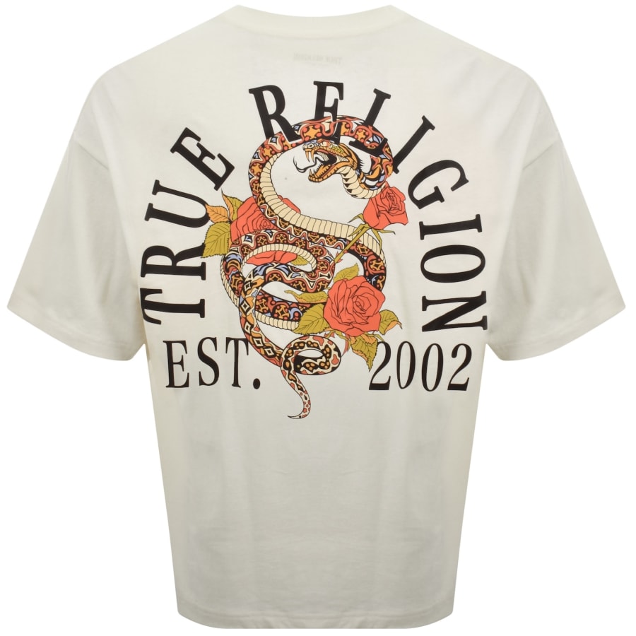 Image number 5 for True Religion Floral Snake Oversized T Shirt Cream