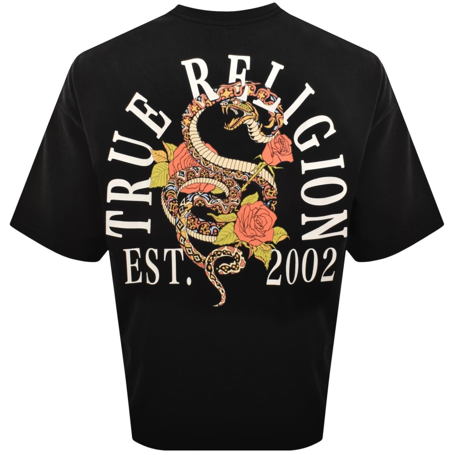 Image number 5 for True Religion Floral Snake Oversized T Shirt Black