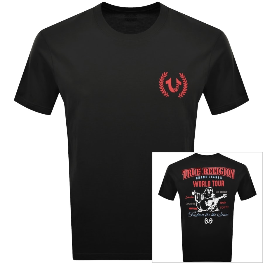 Image number 1 for True Religion Multi Overlap T Shirt Black
