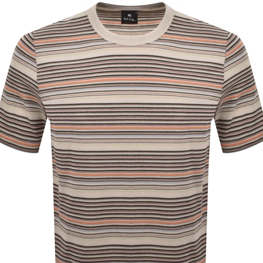 Image number 2 for Paul Smith Striped Regular Fit T Shirt Beige