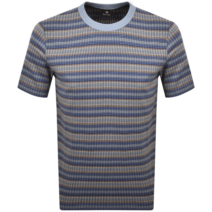 Image number 1 for Paul Smith Striped Regular Fit T Shirt Blue