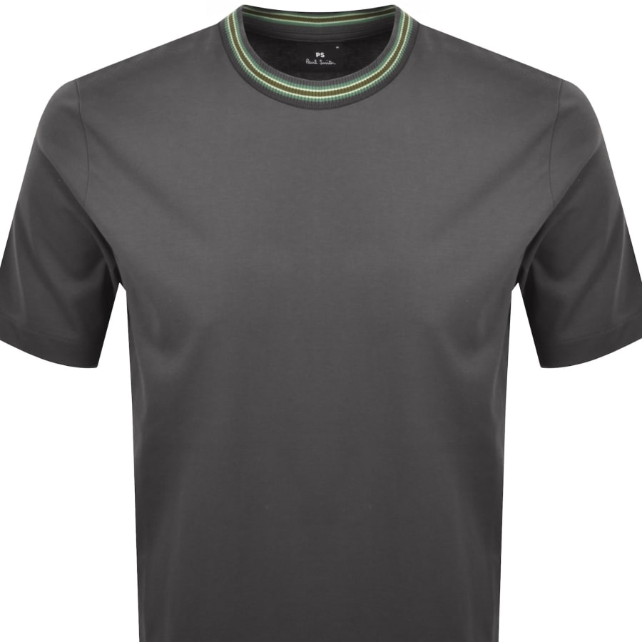 Image number 2 for Paul Smith Striped Regular Fit T Shirt Grey