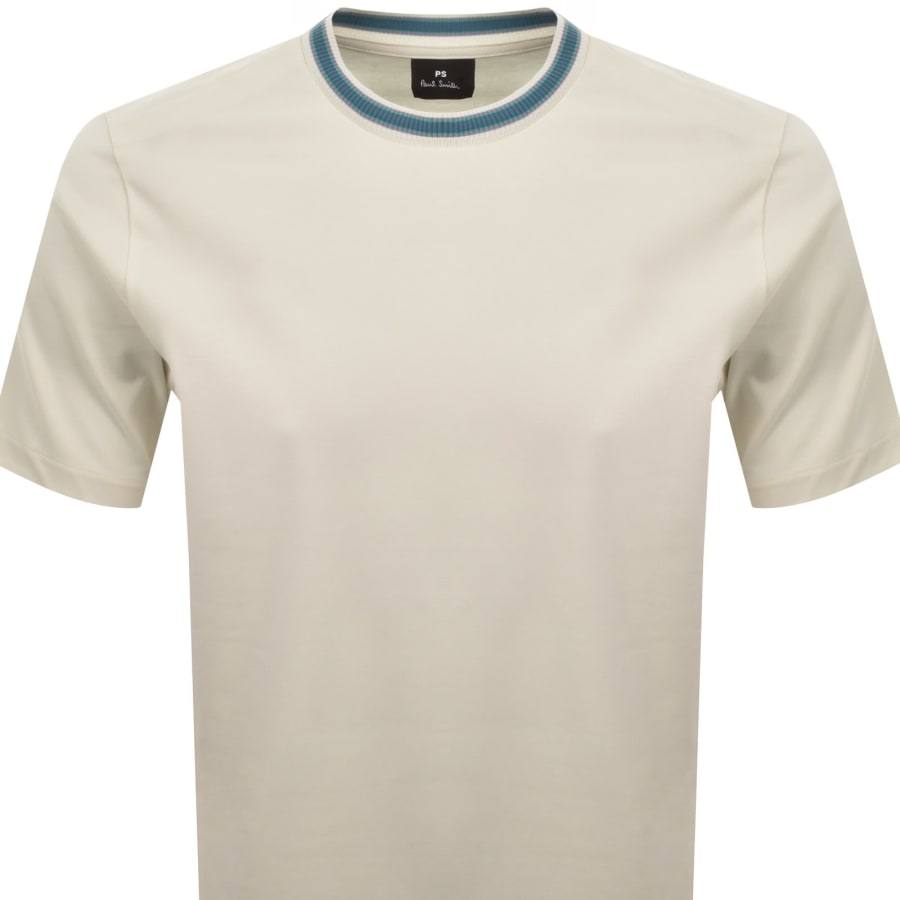 Image number 2 for Paul Smith Striped Regular Fit T Shirt Cream