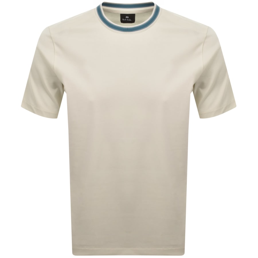 Image number 1 for Paul Smith Striped Regular Fit T Shirt Cream