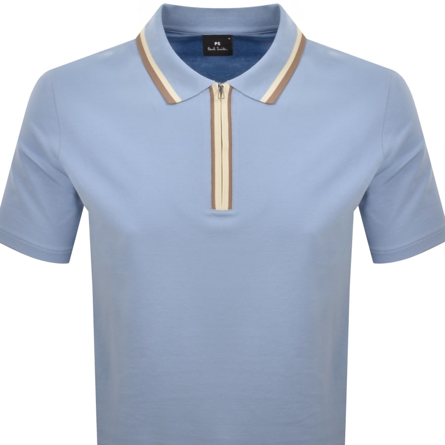 Image number 2 for Paul Smith Regular Fit Zip Polo Blue