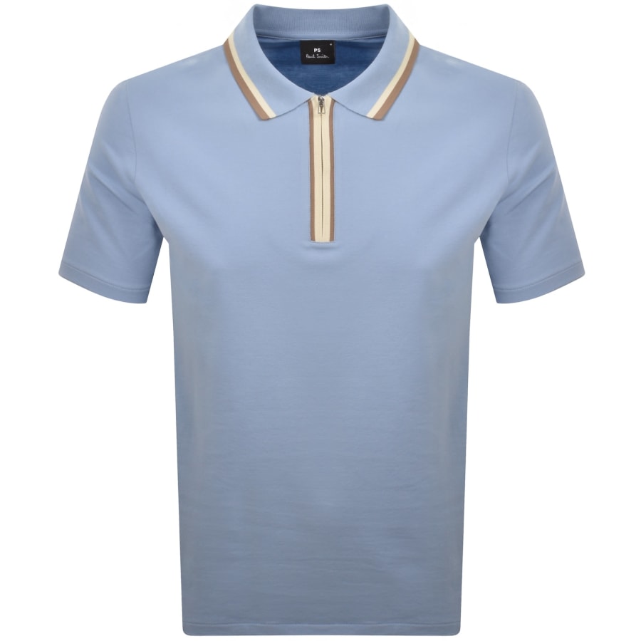 Image number 1 for Paul Smith Regular Fit Zip Polo Blue
