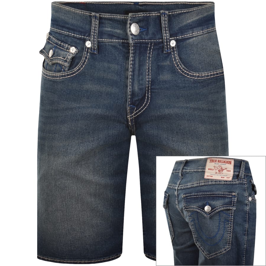 Image number 1 for True Religion Ricky Big T Flap Shorts Blue