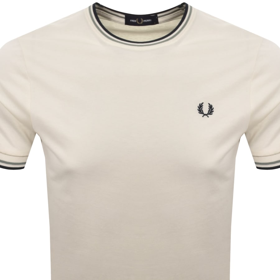 Image number 2 for Fred Perry Twin Tipped T Shirt Cream