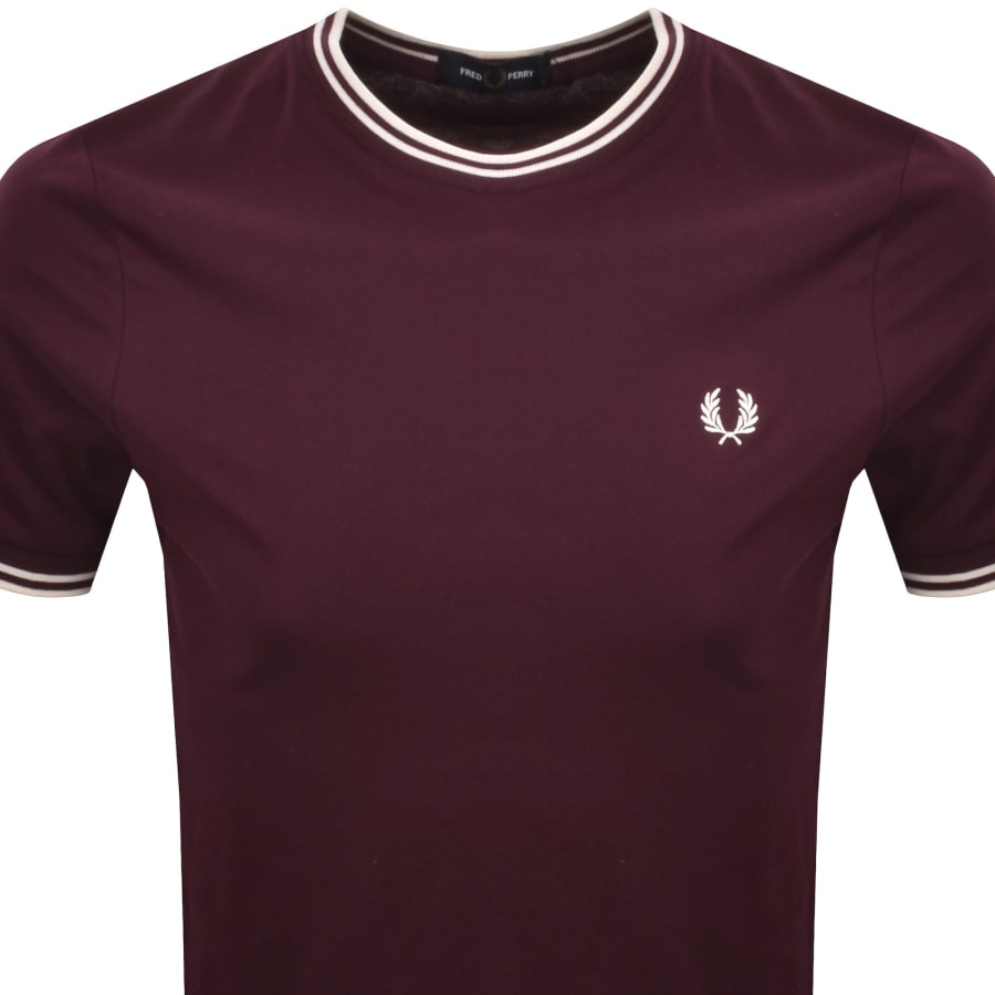 Image number 2 for Fred Perry Twin Tipped T Shirt Burgundy