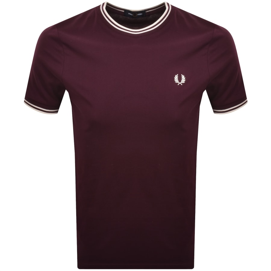 Image number 1 for Fred Perry Twin Tipped T Shirt Burgundy