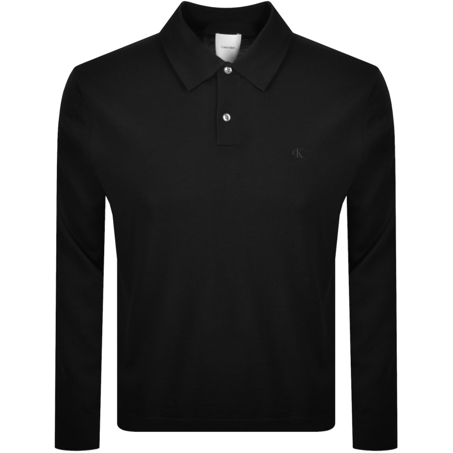 Image number 1 for Calvin Klein Knit Polo T Shirt Black