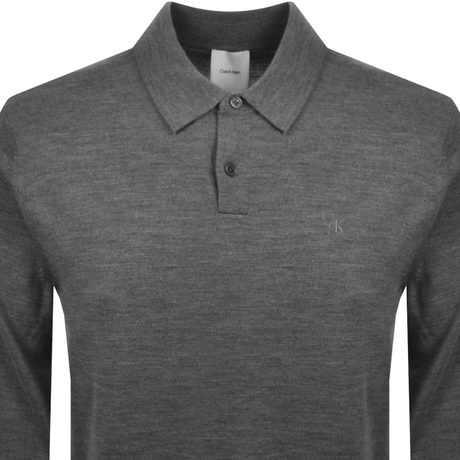 Image number 2 for Calvin Klein Knit Polo T Shirt Grey