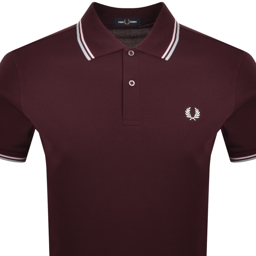 Image number 2 for Fred Perry Twin Tipped Polo T Shirt Burgundy