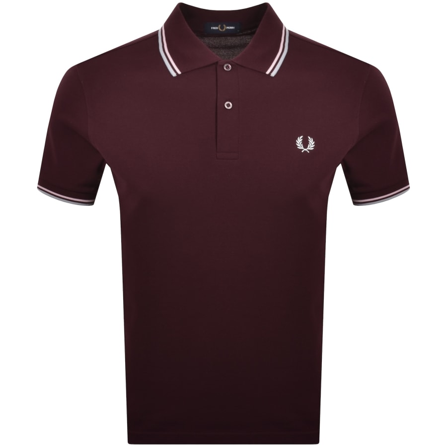 Image number 1 for Fred Perry Twin Tipped Polo T Shirt Burgundy
