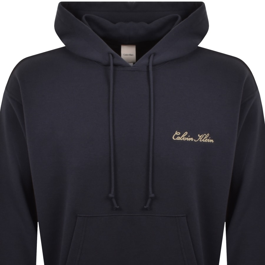Image number 2 for Calvin Klein Script Hoodie Navy