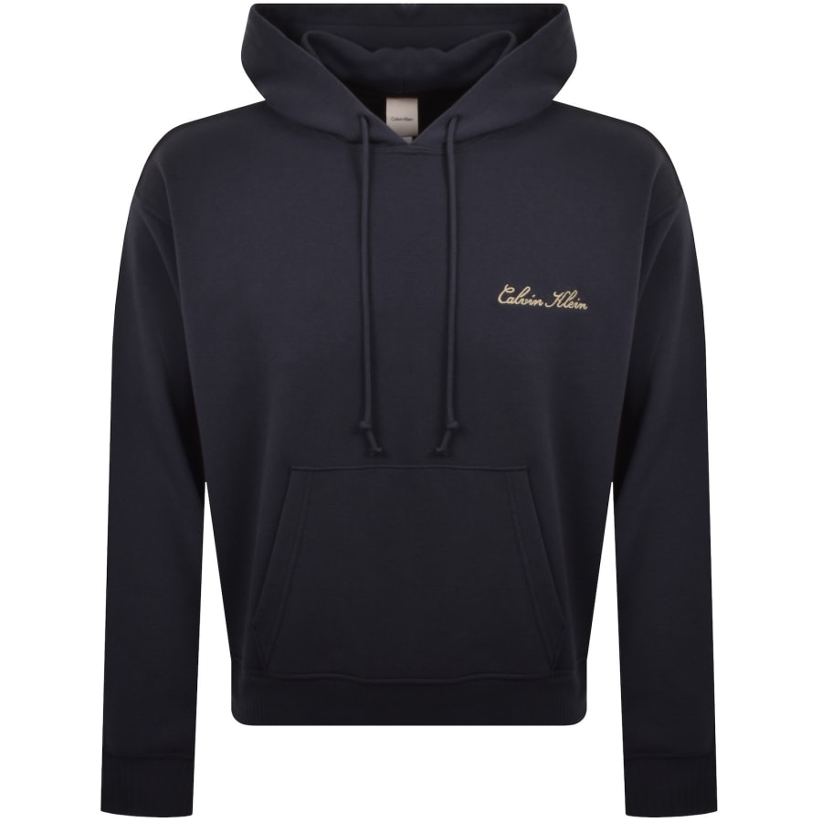 Image number 1 for Calvin Klein Script Hoodie Navy