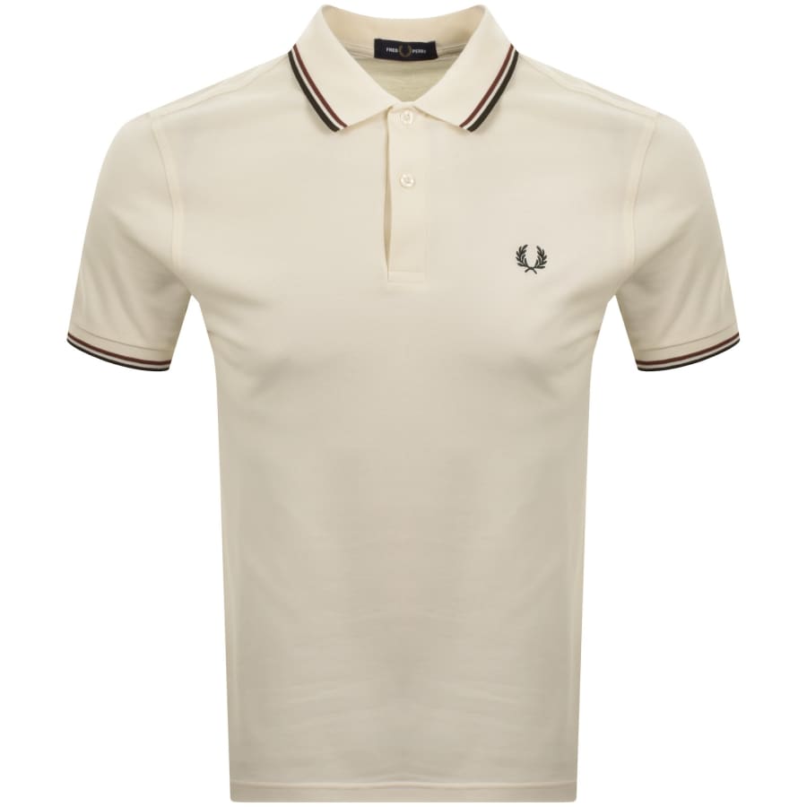 Image number 1 for Fred Perry Twin Tipped Polo T Shirt Cream
