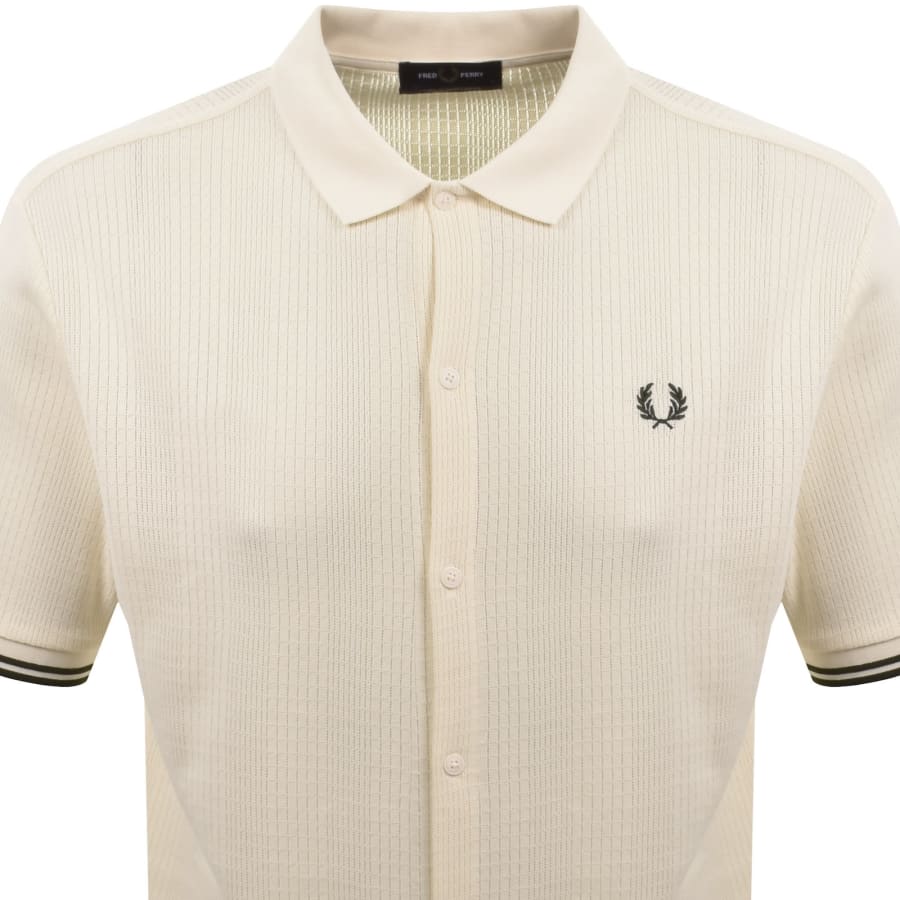 Image number 2 for Fred Perry Knit Polo Shirt Cream