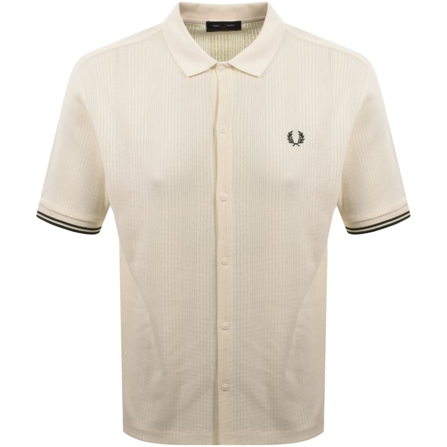 Image number 1 for Fred Perry Knit Polo Shirt Cream