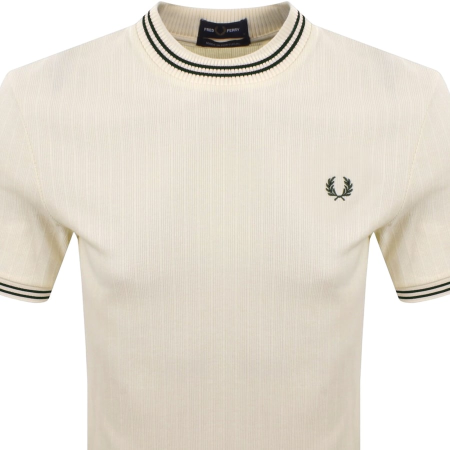 Image number 2 for Fred Perry Ribbed Jersey T Shirt Cream