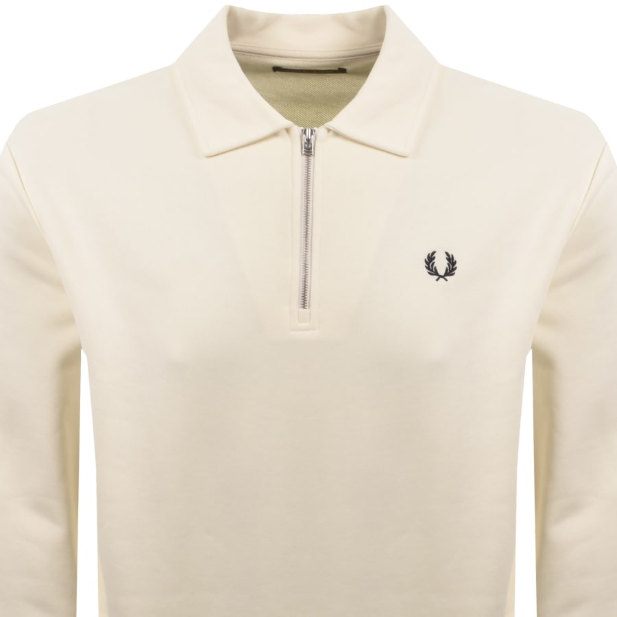 Image number 2 for Fred Perry Collared Sweatshirt Cream