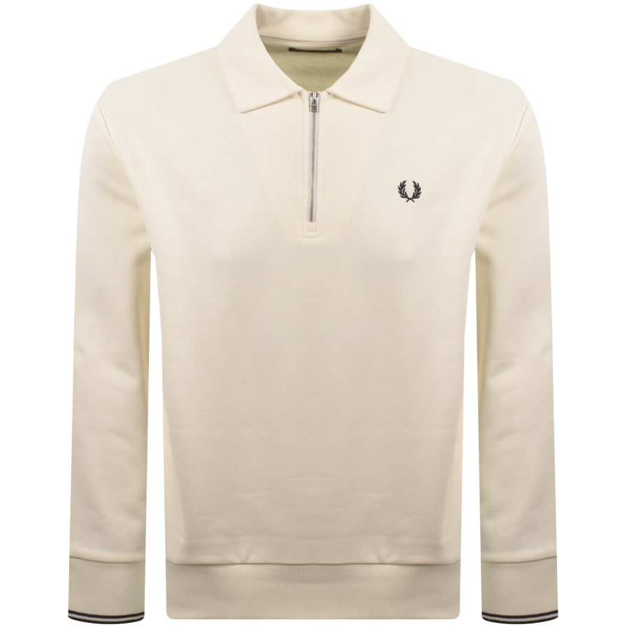 Image number 1 for Fred Perry Collared Sweatshirt Cream