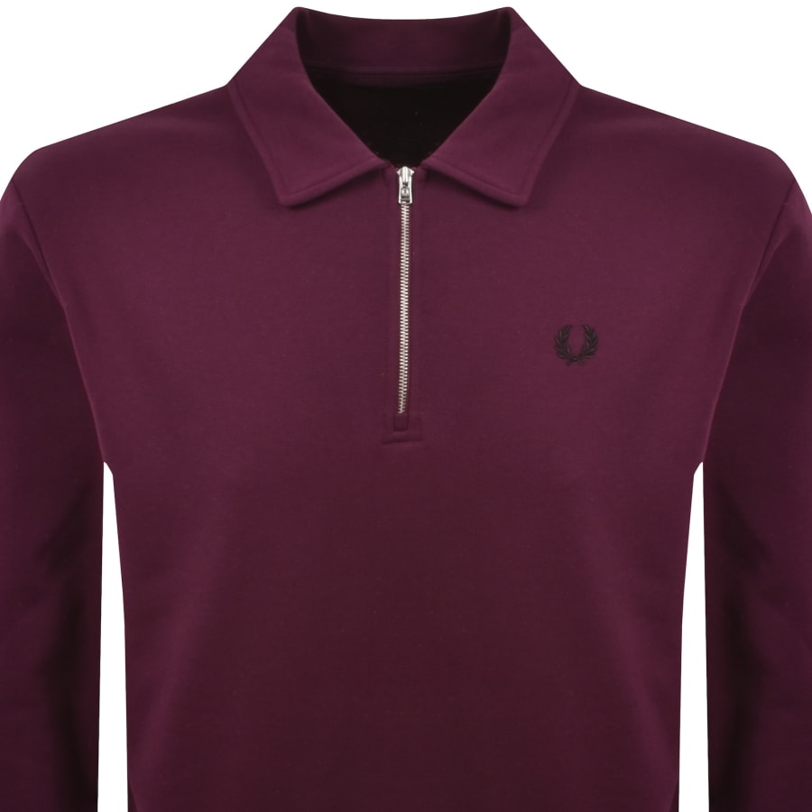 Image number 2 for Fred Perry Collared Sweatshirt Purple