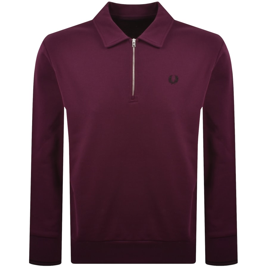 Image number 1 for Fred Perry Collared Sweatshirt Purple