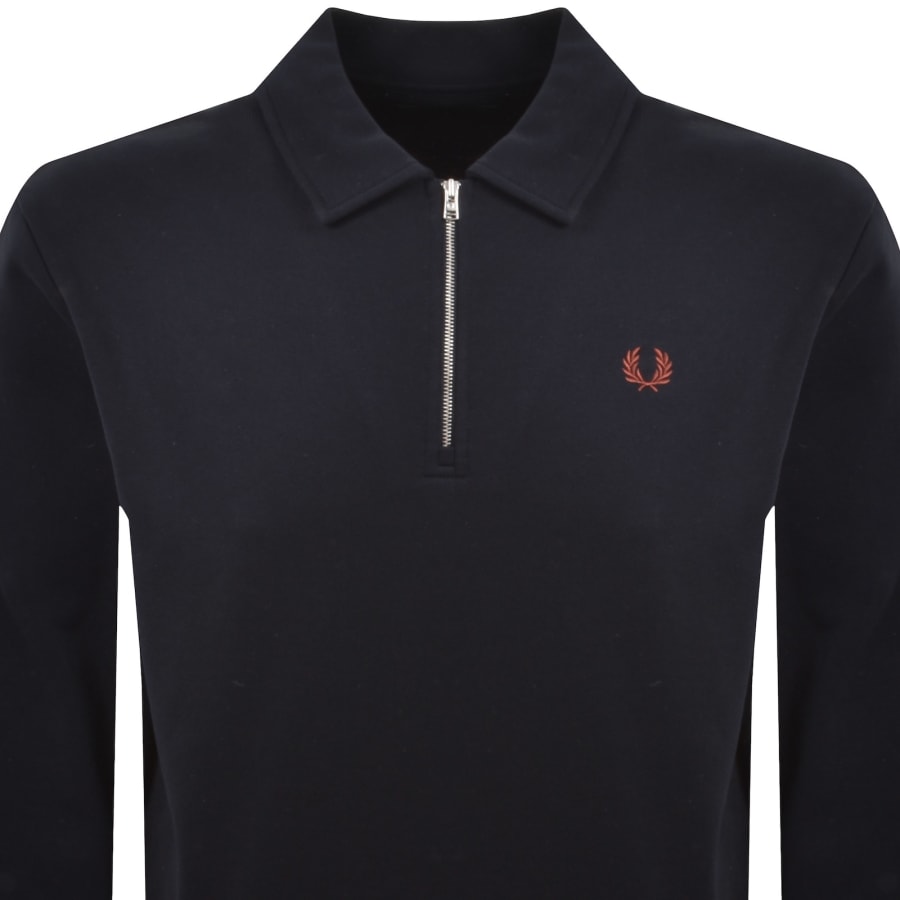 Image number 2 for Fred Perry Collared Sweatshirt Navy