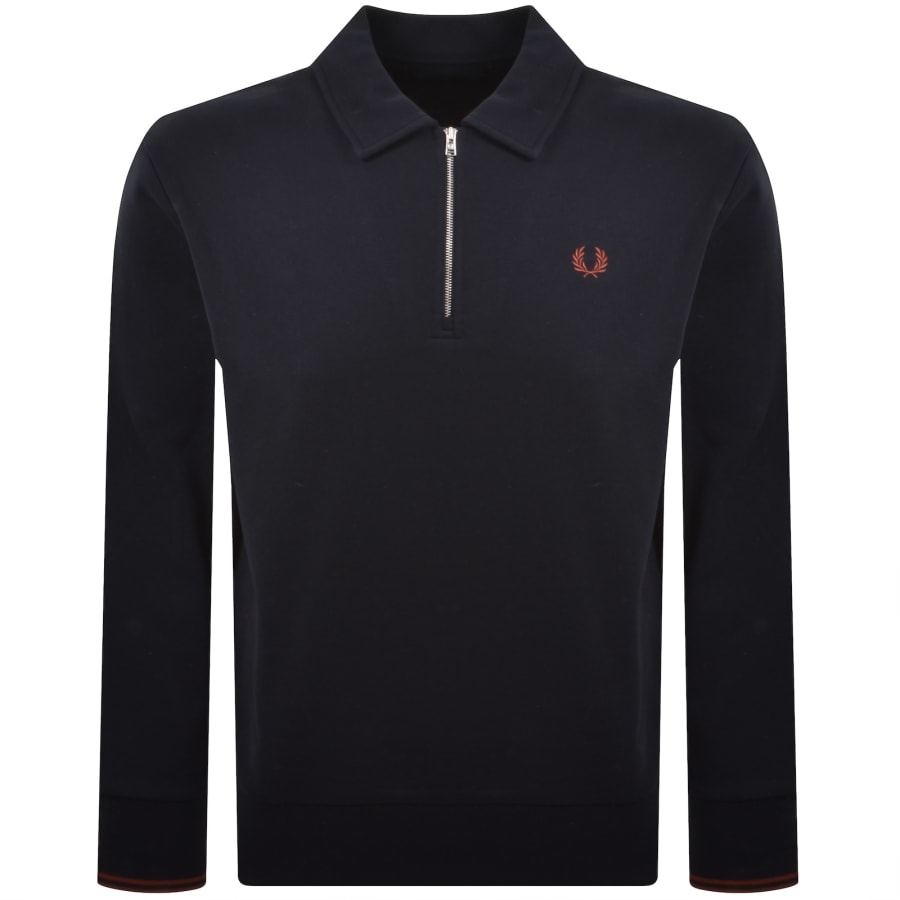 Image number 1 for Fred Perry Collared Sweatshirt Navy