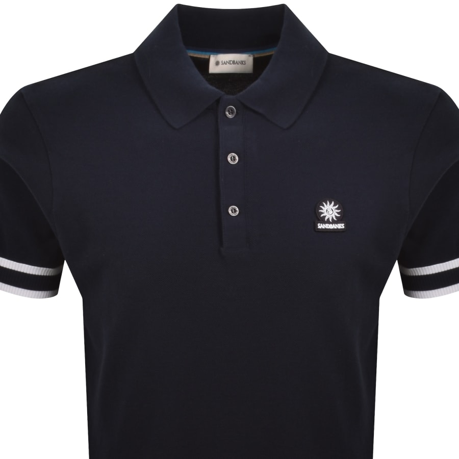 Image number 2 for Sandbanks Stripe Hem Polo T Shirt Navy