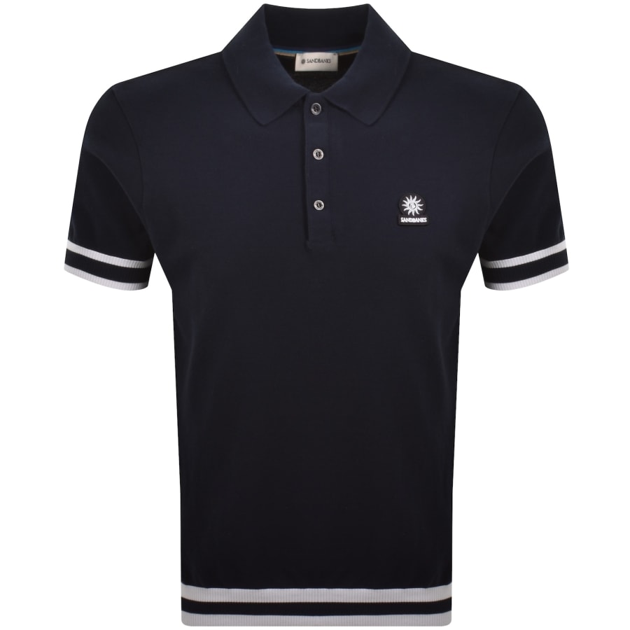 Image number 1 for Sandbanks Stripe Hem Polo T Shirt Navy