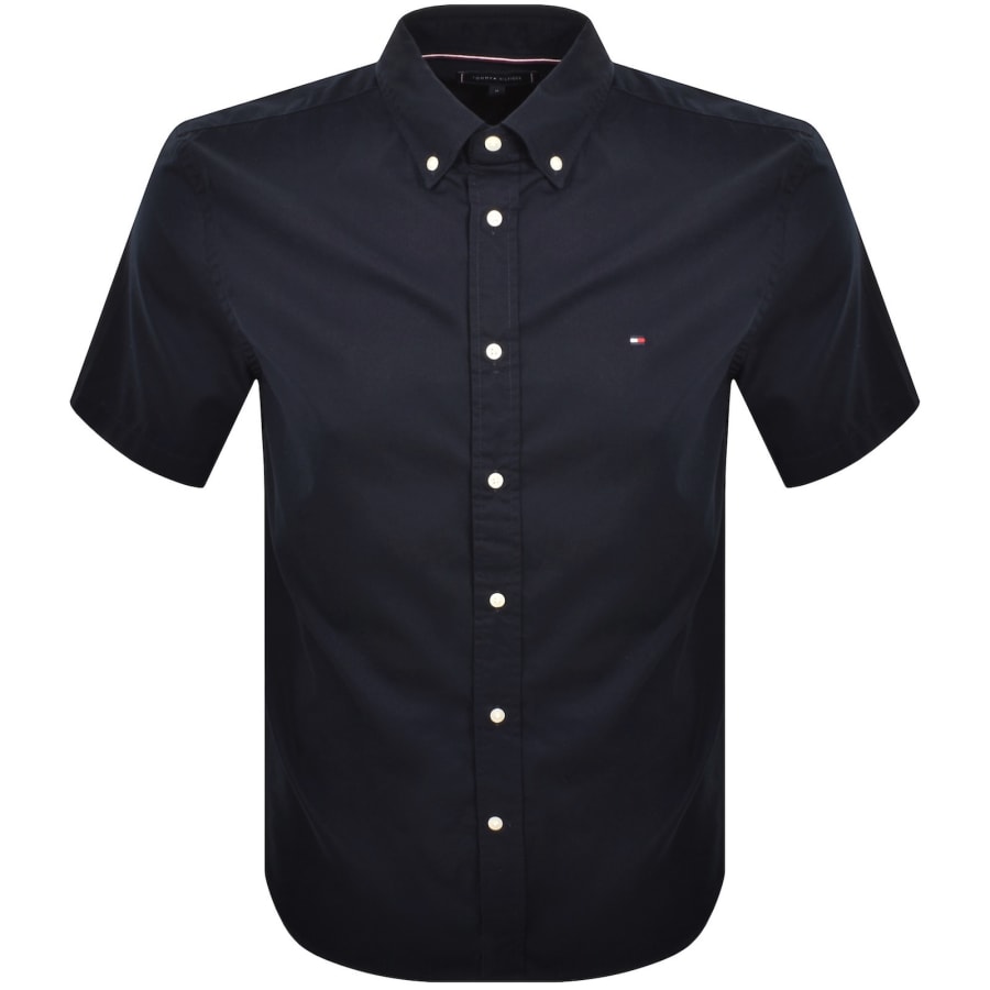 Image number 1 for Tommy Hilfiger Flex Poplin Regular Fit Shirt Navy