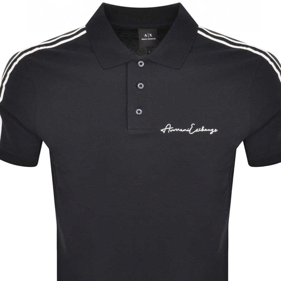 Image number 2 for Armani Exchange Logo Polo T Shirt Navy