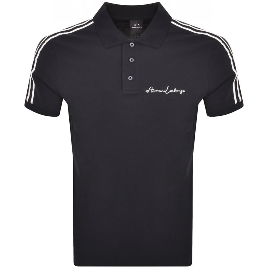 Image number 1 for Armani Exchange Logo Polo T Shirt Navy