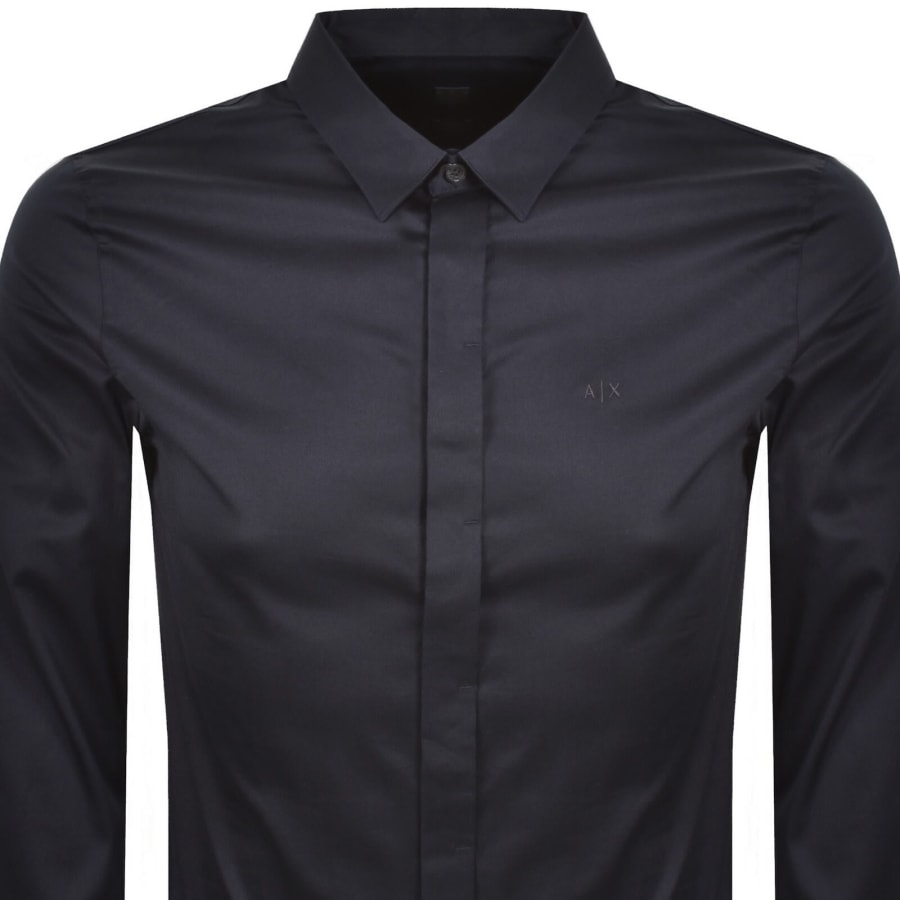Image number 2 for Armani Exchange Slim Fit Long Sleeved Shirt Navy