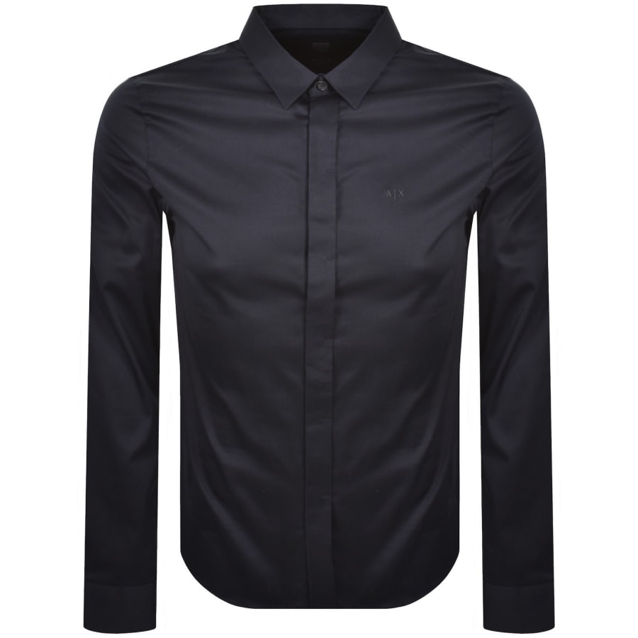 Image number 1 for Armani Exchange Slim Fit Long Sleeved Shirt Navy