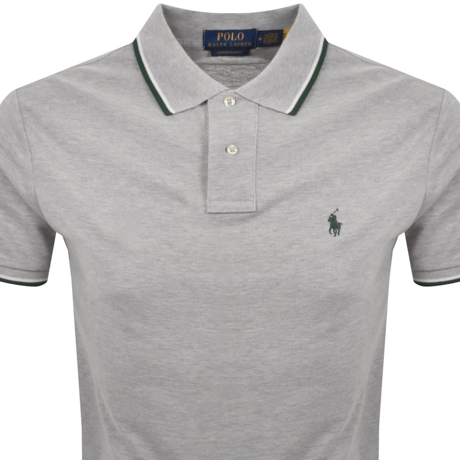 Image number 2 for Ralph Lauren Twin Tipped Polo T Shirt Grey