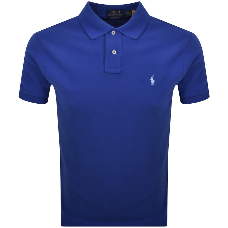 Image number 1 for Ralph Lauren Custom Slim Polo T Shirt Blue