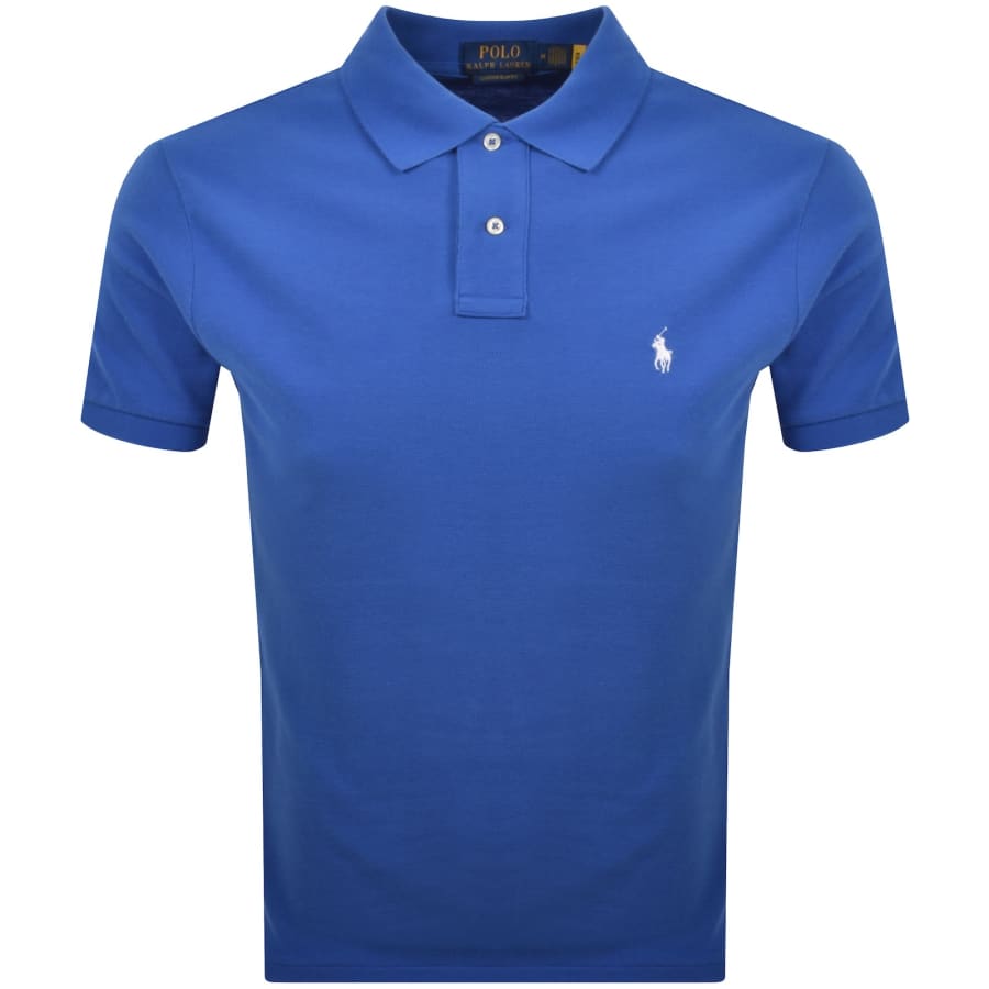 Image number 1 for Ralph Lauren Custom Slim Polo T Shirt Blue