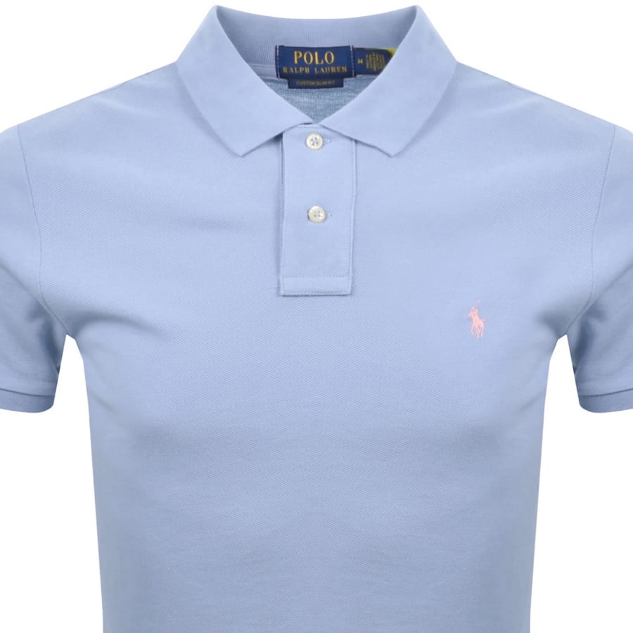 Image number 2 for Ralph Lauren Custom Slim Polo T Shirt Blue