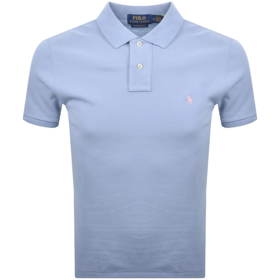 Image number 1 for Ralph Lauren Custom Slim Polo T Shirt Blue