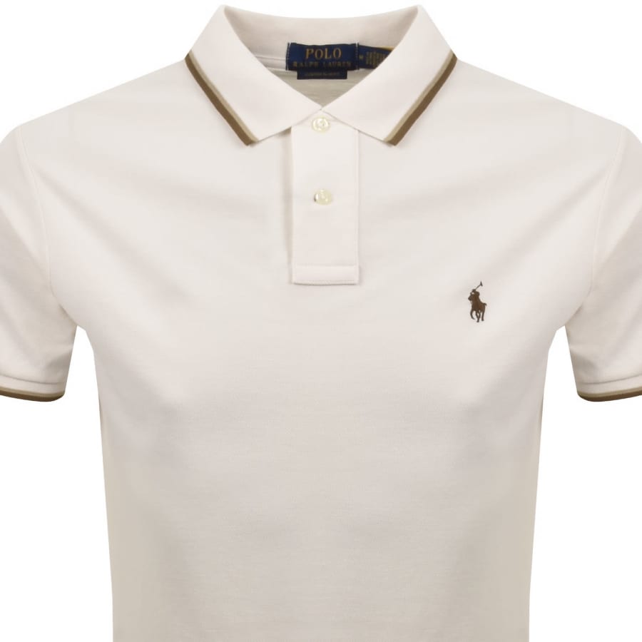 Image number 2 for Ralph Lauren Twin Tipped Polo T Shirt Cream