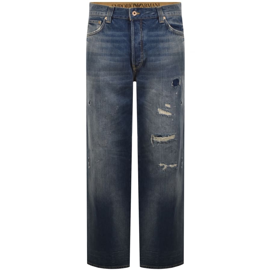 Image number 2 for Emporio Armani Loose Fit Jeans Mid Wash Blue