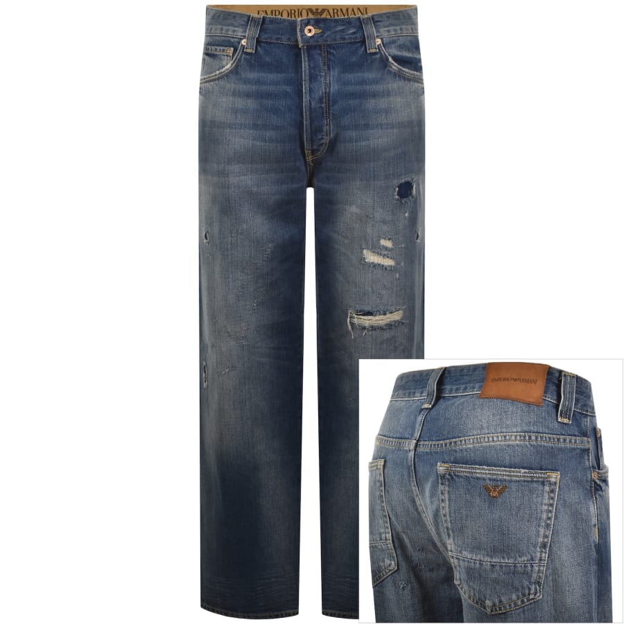 Image number 1 for Emporio Armani Loose Fit Jeans Mid Wash Blue