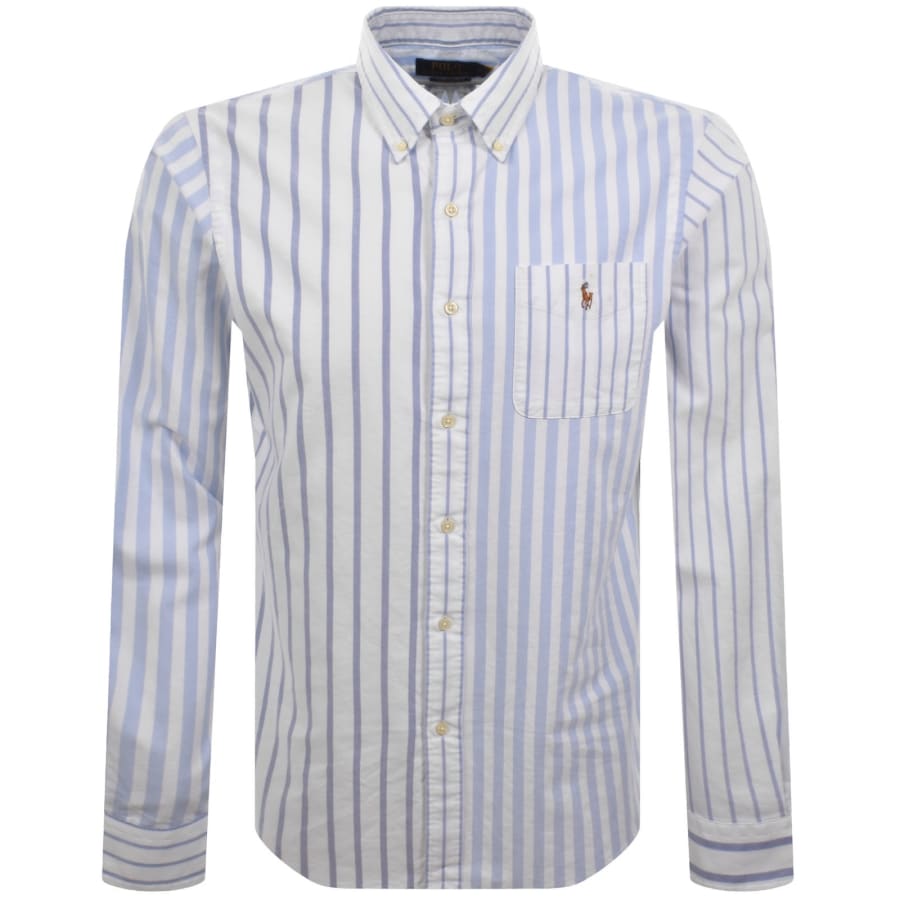 Image number 1 for Ralph Lauren Long Sleeve Stripe Shirt Blue